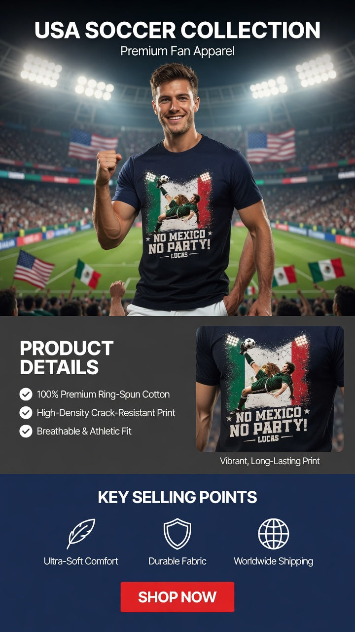 No USA No Party Personalized Soccer T-Shirt | USA Football Fan Gift for Men & Women